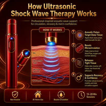 🔊Advanced Acoustic Shockwave Therapy restores penile tissue health to enhance rise rigidity⬆️, stamina, and male performance confidence💪, relieving muscle pain, joint stiffness, tendon discomfort🩹