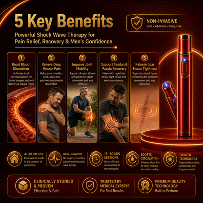 🔊Advanced Acoustic Shockwave Therapy restores penile tissue health to enhance rise rigidity⬆️, stamina, and male performance confidence💪, relieving muscle pain, joint stiffness, tendon discomfort🩹